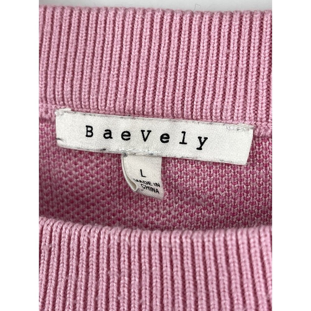BAEVELY Women's Pink Cowboy Boot Print Crewneck Oversize Crop Sweater Large - Picture 3 of 6